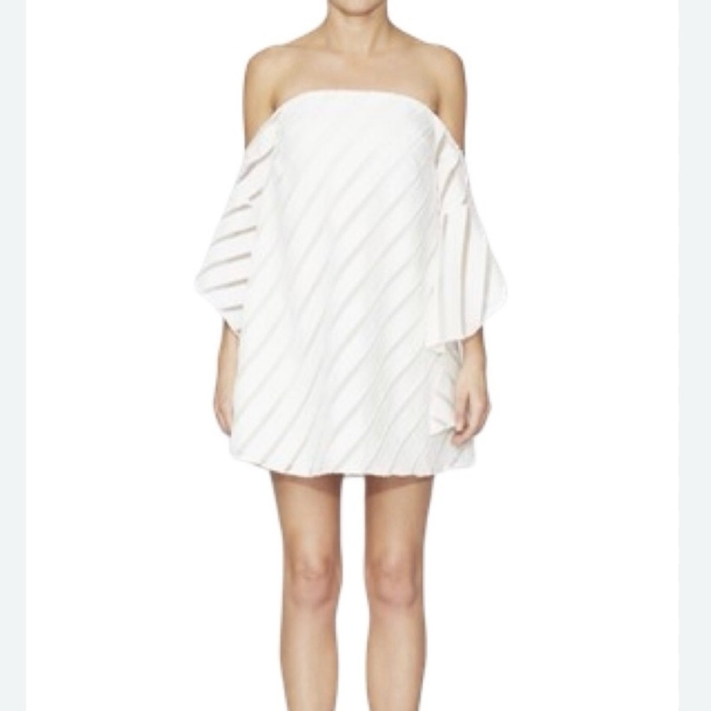 Camilla and Marc White Statice Off the Shoulder Fairy Mini Dress